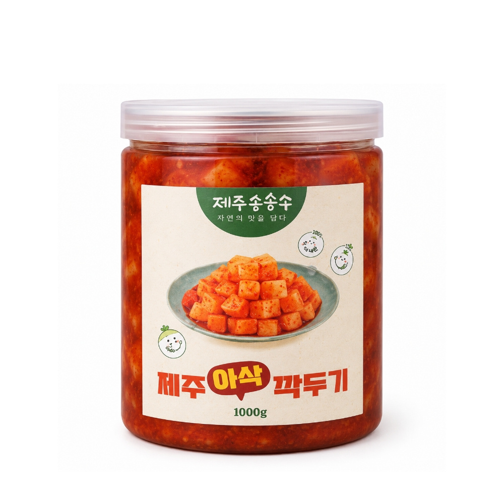 [제주푸드텍] 직접재배한 제주 무와 국내산재료 김치 깍두기 1kg ~ 18kg 아이들도 먹을수 있는 맵지 않은 시원달달한 무김치 밥반찬