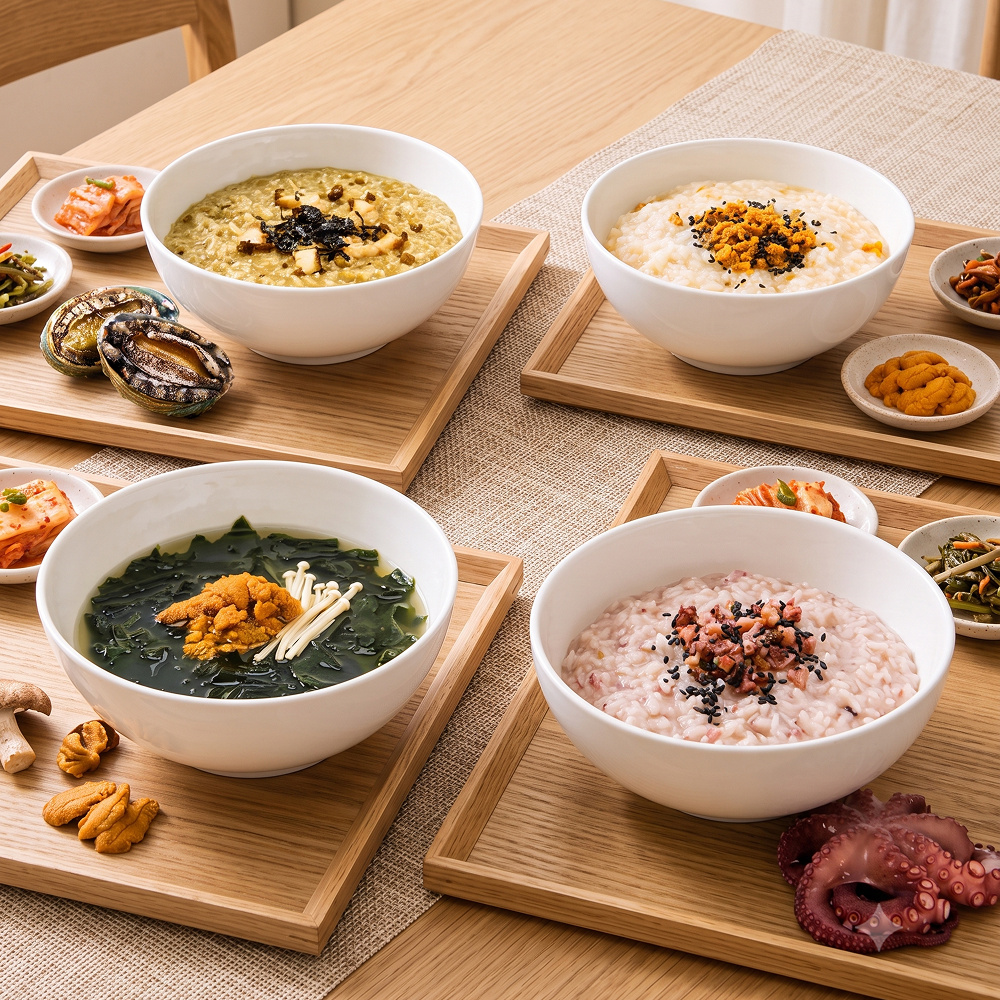 [제주맛집그대로] 한빛수산 부향순 죽 4종 세트 (9~10인분) 전복죽 성게죽 문어죽 성게미역국 든든한 한끼