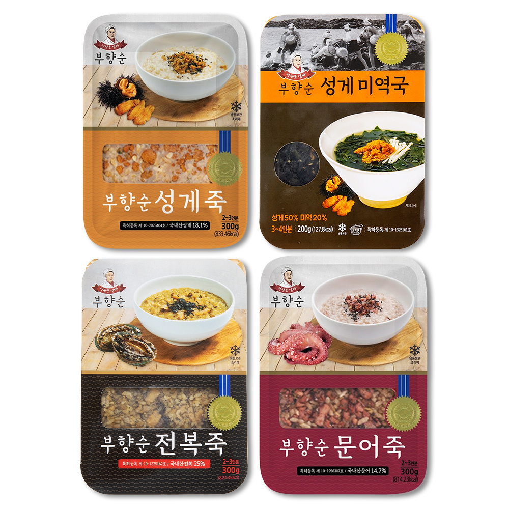 [제주맛집그대로] 한빛수산 부향순 죽 4종 세트 (9~10인분) 전복죽 성게죽 문어죽 성게미역국 든든한 한끼