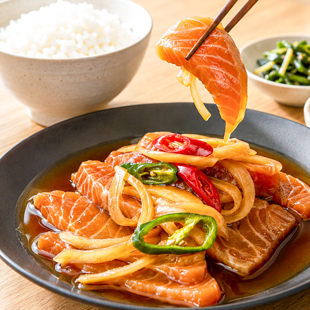 [돌집식당] 34년 전통! 생 연어장 350g 650g 생연어 공수