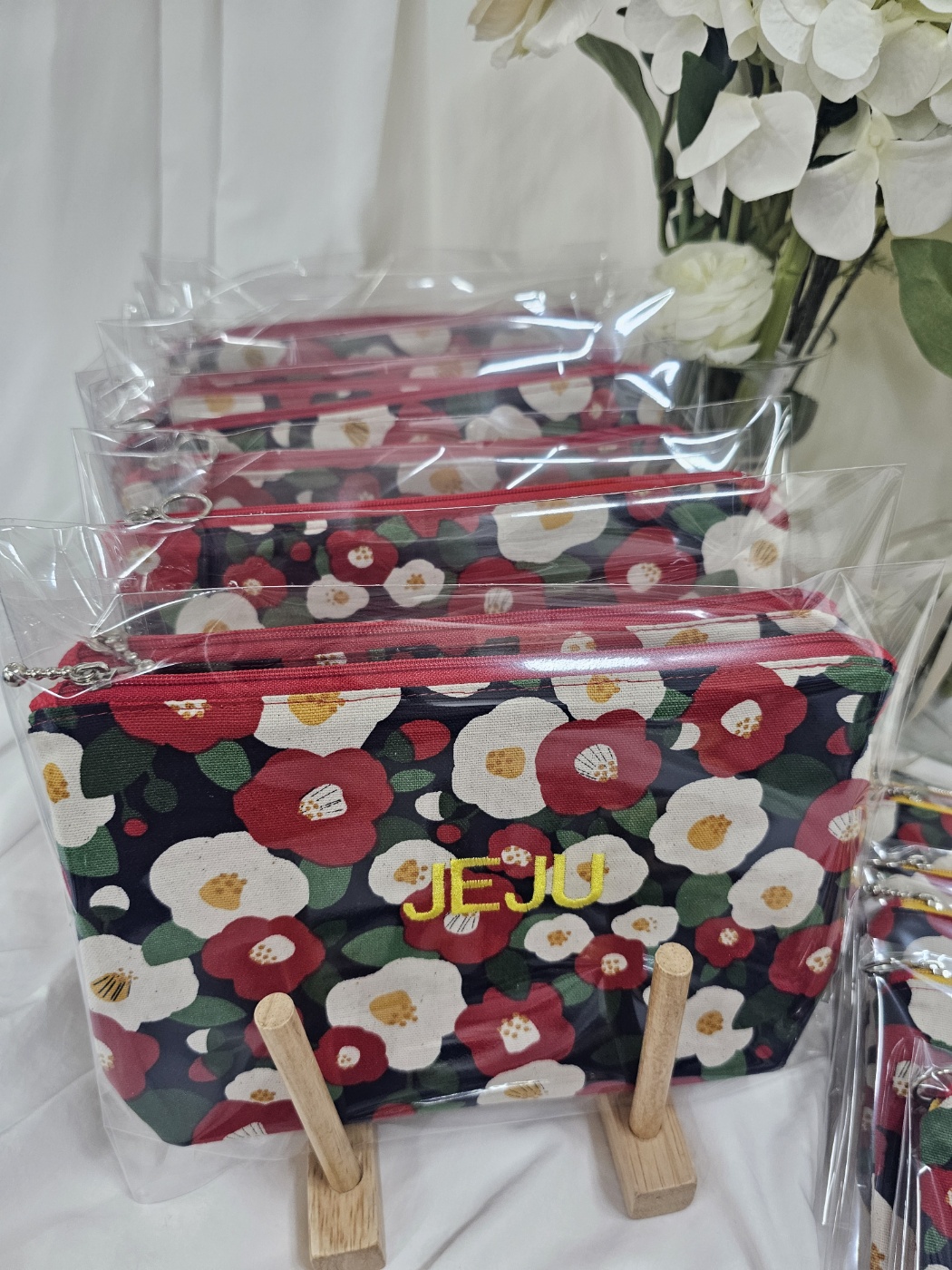 자수동백파우치 동백소품 이니셜자수무료 화장품파우치