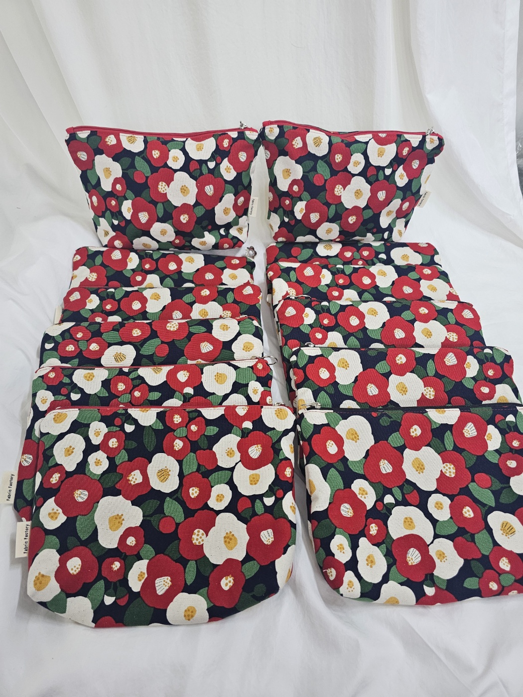 자수동백파우치 동백소품 이니셜자수무료 화장품파우치