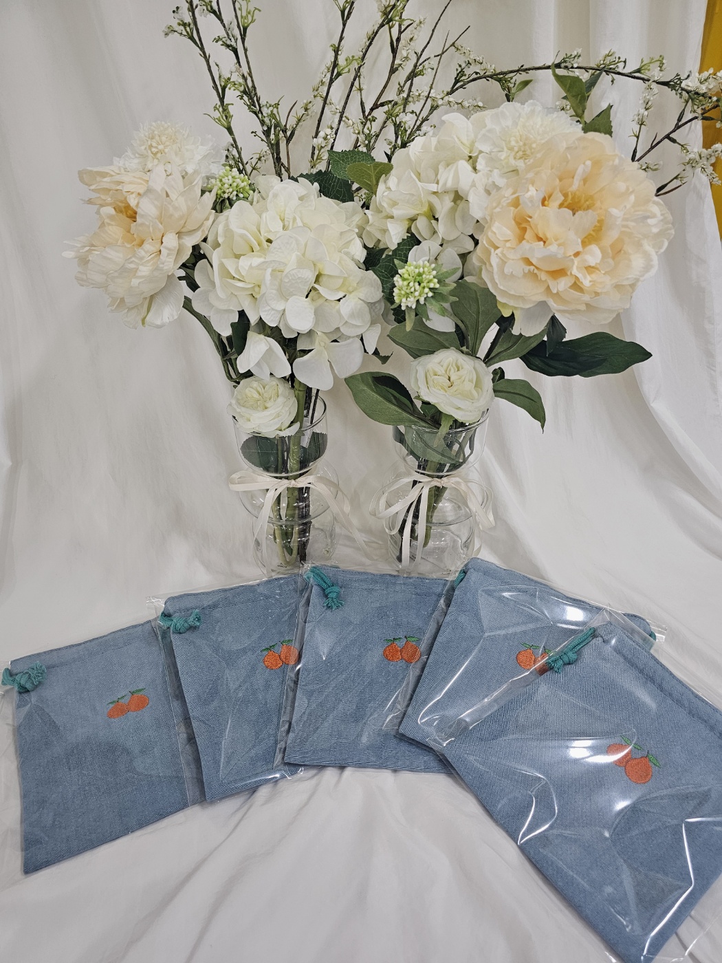 한라봉자수파우치  제주도소품 스트링파우치 여행선물추천 피그먼트고급원단사용