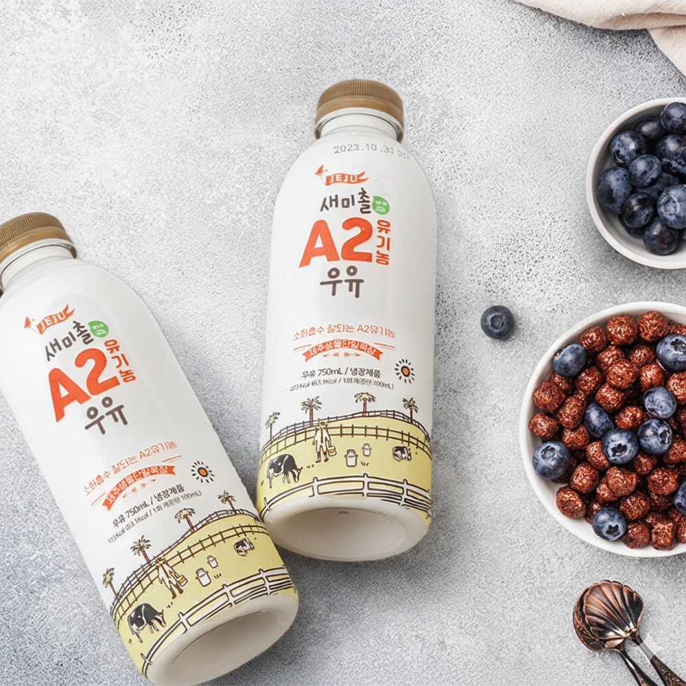 [새미촐]제주 유기농 우유 750ml X2