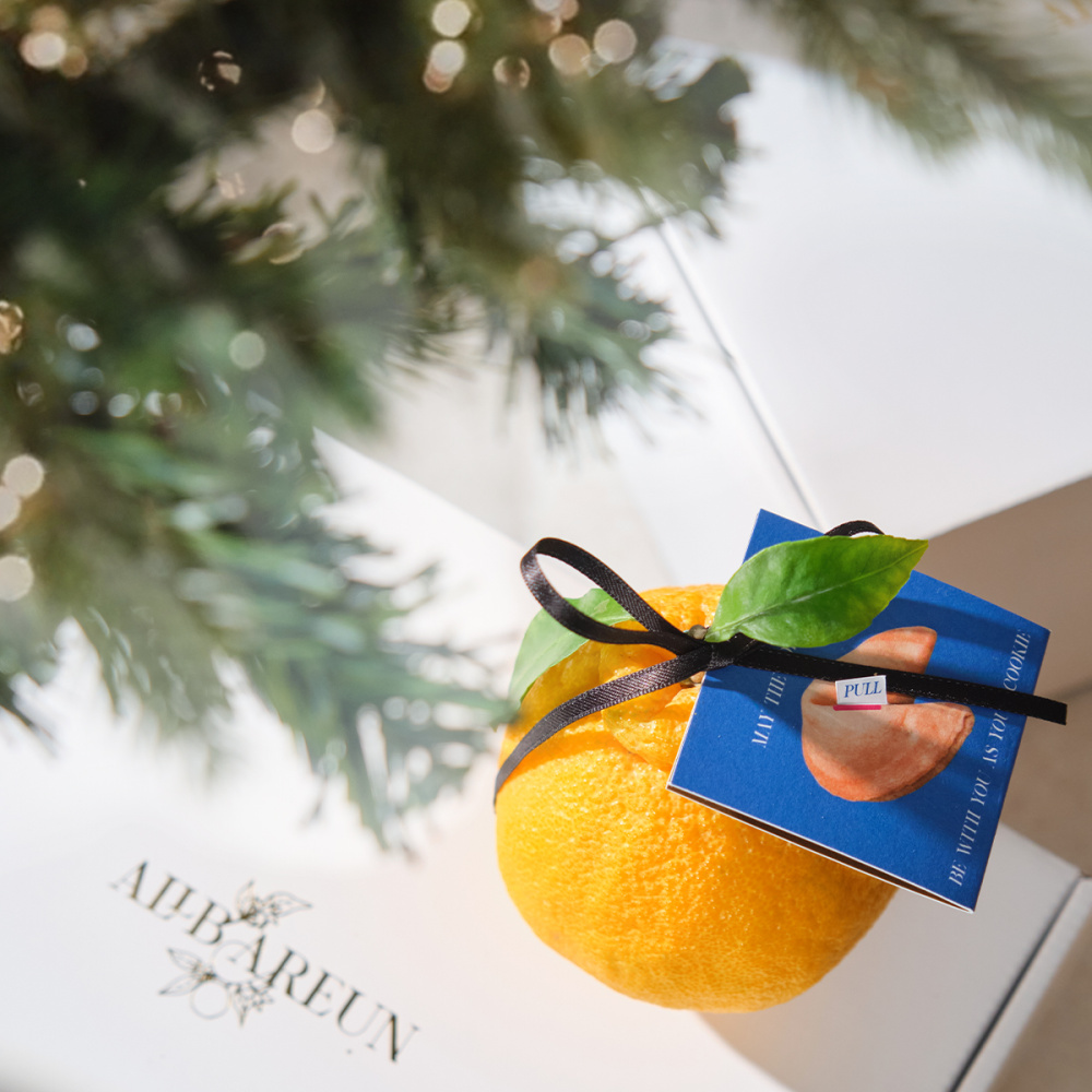 당신의 행복을 빌어요 포춘 한라봉[연말선물]3개입set (한라봉 특대과 3개입 + 포춘쿠기(운세카드)