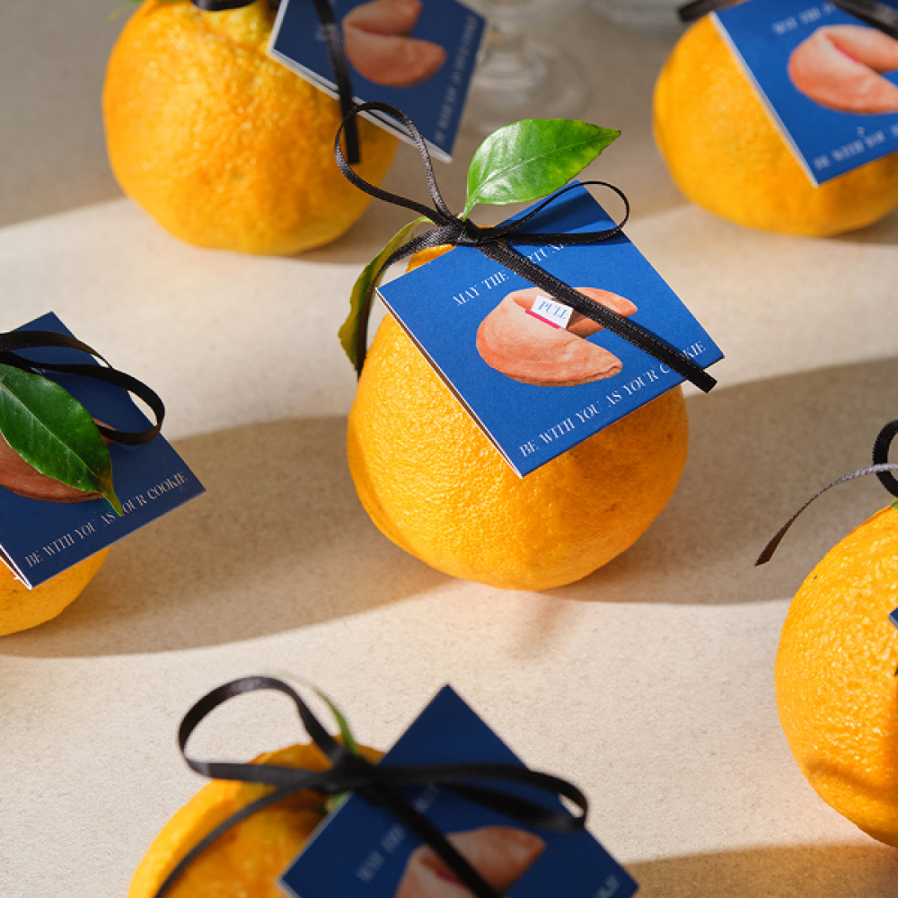 당신의 행복을 빌어요 포춘 한라봉[연말선물]3개입set (한라봉 특대과 3개입 + 포춘쿠기(운세카드)