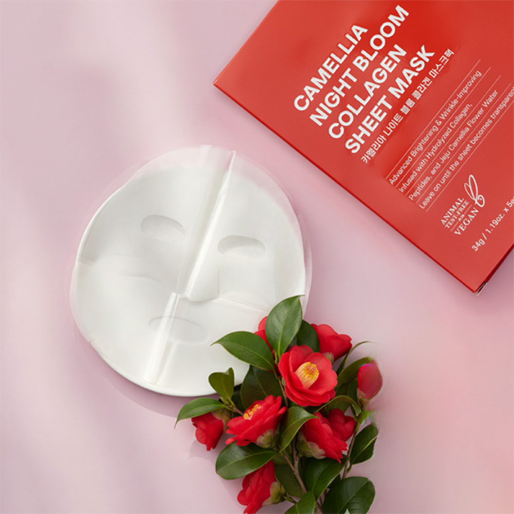 [제주인디]카멜리아 나이트 블룸 콜라겐 마스크팩 5ea